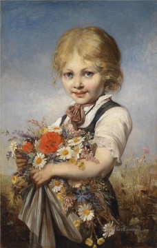Child Painting - Girl Carl Schweninger Jr impressionism